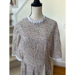 Vintage Purple Ditzy Floral Lace Scallop Collar Tiered Drop Waist Maxi Dress Size M Photo 3