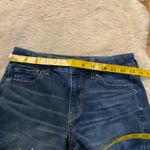 American Eagle  High Rise Shortie‎ Size 4 Dark Wash Shorts Raw Hem Stretch Womens Photo 3