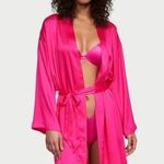 Victoria's Secret  Pink Satin Robe Size M/L Kimono Sleeve Cover Up Photo 0