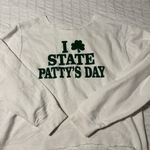 White St. Patty's Day Sweatshirt with Green Print Size M Photo 0
