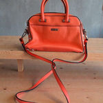 Milly  Orange Leather Top Handle Satchel Crossbody Bag Photo 0