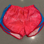 Nike Dri-FIT Running Shorts Women's Medium Red Pink Tie Dye Blue Trim Athletic Photo 0