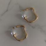 Pearl Earrings Pearl Hoop Earrings Gold Photo 0