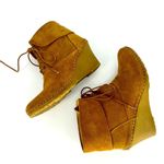 Bettye Muller  Lace Up Suede Wedge Bootie Tan Size 37 Photo 9