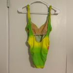 Vintage 90s Bikini One Piece Swimsuit Citrus Swim Neon Green Yellow Medium Photo 3