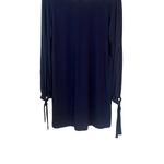 Lulus Tunic Blouse Womens Size L Dark Blue V Neck Long Peep Sleeve Bow Tassel Photo 10