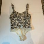 Free People  weekend plans bodysuit in tea combo floral sheer ruffles Photo 8