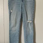 Madewell  Blue Skinny Jeans with Distressed Details Photo 4