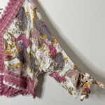 Free People  Catch Me If You Can Relaxed Blouse Size Small Pink Boho Floral Top Photo 3