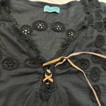 Letarte Doily 100% Cotton Cover Up Dress With Size Zipper in Black Green Size L Photo 10