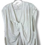 Free People  Cream Show Off Tee Tie-Front Crochet Reversible Slouchy Dolman Tee Photo 5