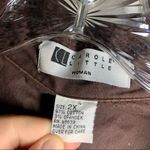 carole little  Brown Textured Long Sleeve Button Up Blouse 2X Photo 1
