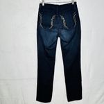 NYDJ  Jeans Straight Leg Sequined Pockets Mid-Rise Dark Wash Size 6 (28x33) Photo 4
