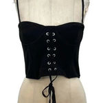 ZARA  Corset Tank‎ Top Bralette Lace Up Sweetheart Shirred Black Size Medium Photo 0