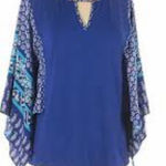 Chico's Chico’s Printed Kimono Sleeve Top 570262629‎ Sz 0/S Photo 0