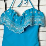 Loft Beach Embroidered Eyelet One Piece Swimsuit Blue Size 80 Photo 10