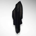 AN'GE Black Long Sleeve Semi Sheer High Neck Blouse W/ Pleated Detailing | EUC Photo 1