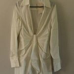 Choosy Crosby Plunging Shirt Dress Size 0 White Photo 0
