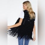 PPLA Clothing Black Boho Hippie Southwestern Flounder Fringe Crochet Vest Size M Photo 2