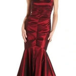 XScape  Satin Mermaid Gown Lace Shoulder Formal Evening Dress Stretch Sz 10 Photo 0