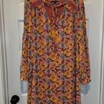 Signature Studio  Pink/Mustard Floral Print Peasant Style Dress size L Photo 0