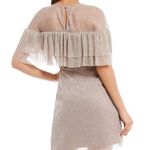 Gianni Bini  Cream Silver Flutter Sleeve Mini Dress Photo 1