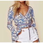 Spell & the Gypsy Monaco Etienne Wrap Top Sz. S Blue Photo 3