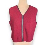 Vintage 90s Coldwater Creek Burgundy Red Wool Knit Sweater Zip Vest Black Trim Size L Photo 2