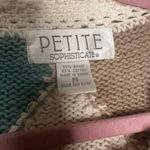 Petite Sophisticate  Vintage Cream Pink and Blue Lace Argyle Sweater Photo 3