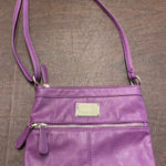 Nine West Purple Leather Crossbody Adjustable Strap Front Zipper Pocket Zip Top Photo 0