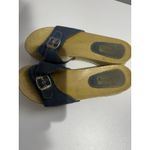 Route 66  Blue Denim Slip On Wooden Sandals Size 8 Chunky Boho‎ Y2K Photo 1