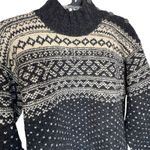 Ralph Lauren Country Black Cream Sweater Women Large Hand Knit Wool Silk Vintage Photo 2