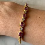 Dee Berkley Gold Over Sterling Silver Amethyst And Diamond Mesh Bracelet 7.25” Photo 4