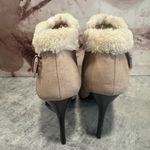Madeline Girl Faux Suede and Fur Elegant Cream Heeled Boots Sz 9.5 White Photo 3