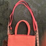 Crossi NWT pink woven straw handbag with handles and removable crossbody strap Pink Photo 6