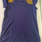 Loft  Women's Navy Top with Gold Embroidery size Small Photo 0