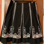 Boston Proper Women Black Creme Embroidered Box Pleat Flare Skirt NWOT-8 Photo 0