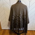 David & Young  Cheetah Animal Print Brown Fringe Poncho Shrug Shawl Wrap Photo 1