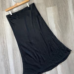 ZARA Satin Skirt midi womens Black (large) classic minimalist party contemporary Photo 0