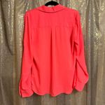 EXPRESS Bright Neon Coral Orange Portofino Button Down Top Small Photo 1