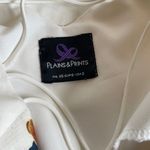 Plains & Prints Off White Floral Abstract Blouse Bell Sleeve Strappy Back Sz 2 Photo 5