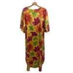 Saks 5th Avenue Vtg Saks Fifth Ave Bight Multicolor Floral Print Short Sleeve Maxi Satin Dress S Photo 8