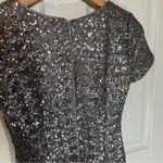 AQUA  Bloomingdale’s Sequin & Fringe Silver Pewter Short Sleeve Mini Dress Size 0 Photo 5