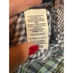 Free People  Plaid Gauze Button Down Shirt Blue Red Yellow Oversized Tunic Top Photo 6