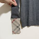 Burberry  Gray Extra Fine Merino Wool Crewneck Classic Sweater Nova check Cuff Photo 2