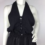 Elan  Halter Lace Up Front Romper Cover Up Photo 2