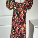 Farm Rio NWT Anthropologie Puff-Sleeve Sweetheart Linen Midi Dress in Yellow Photo 8