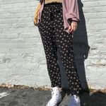 American Eagle  Black Paperbag Elastic Waist Floral Women's Pants Photo 4