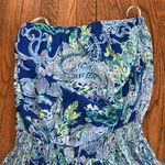 Lilly Pulitzer Blue Floral Pim Smocked Waist Jumpsuit sea sirens S Strapless Photo 1