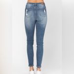 Judy Blue NWT,  High Waist Pinstripe Patch Skinny Jeans Photo 2